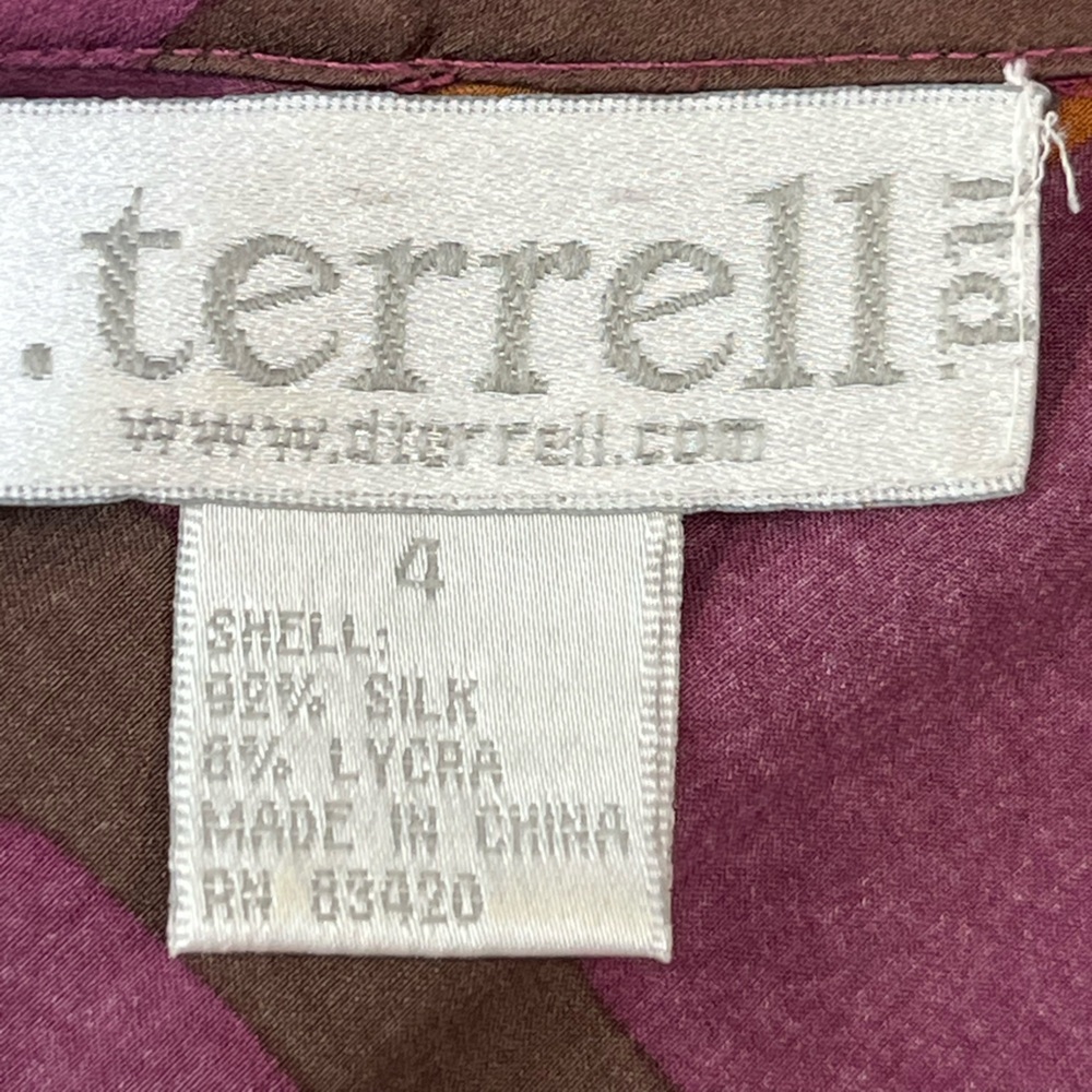 D. Terrell Silk Blend Twinset Cardigan Set Small Retro Mod 70s Geometric Top - Picture 16 of 16